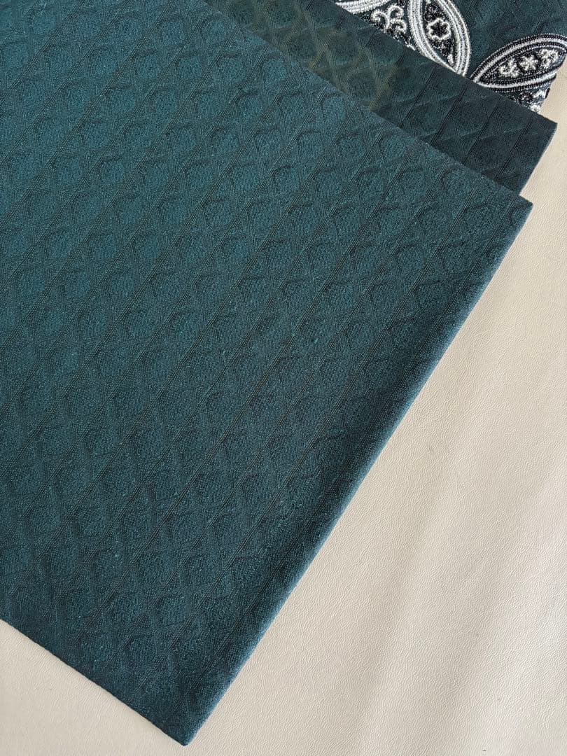 正絹 文様入り 控えめな透け感 袋帯 ビーズ刺繍 七宝丸文