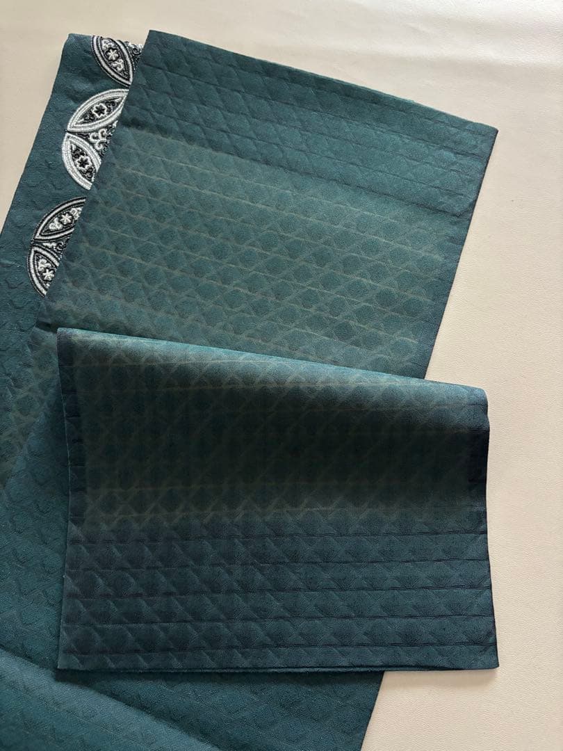 正絹 文様入り 控えめな透け感 袋帯 ビーズ刺繍 七宝丸文