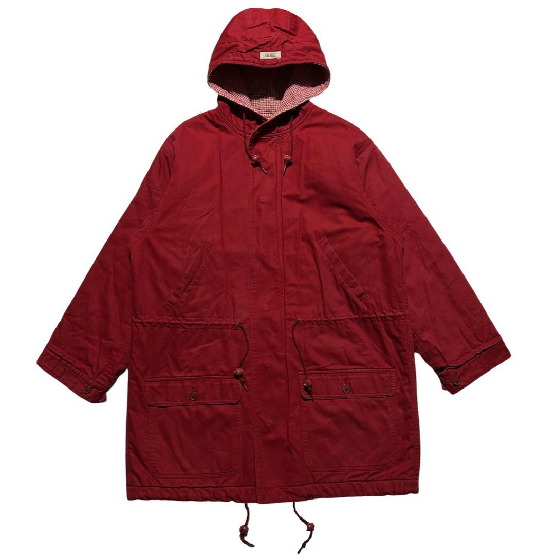 90s PINK HOUSE モッズコート ギンガムチェック ロゴ 赤 フード