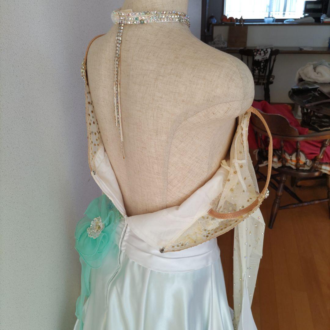 社交ダンス用ドレス ホワイトと水色