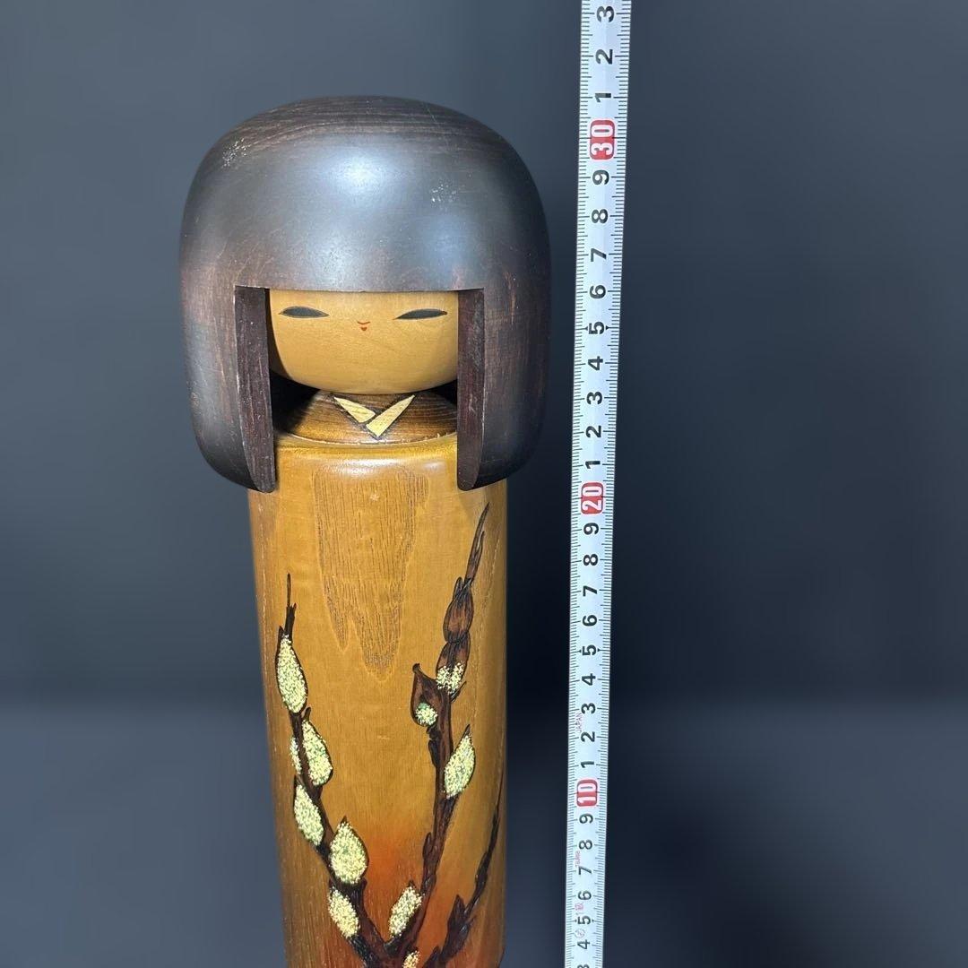 大サイズ 卯三郎 創作こけし ねこやなぎ 31センチ木札付き 箱入り