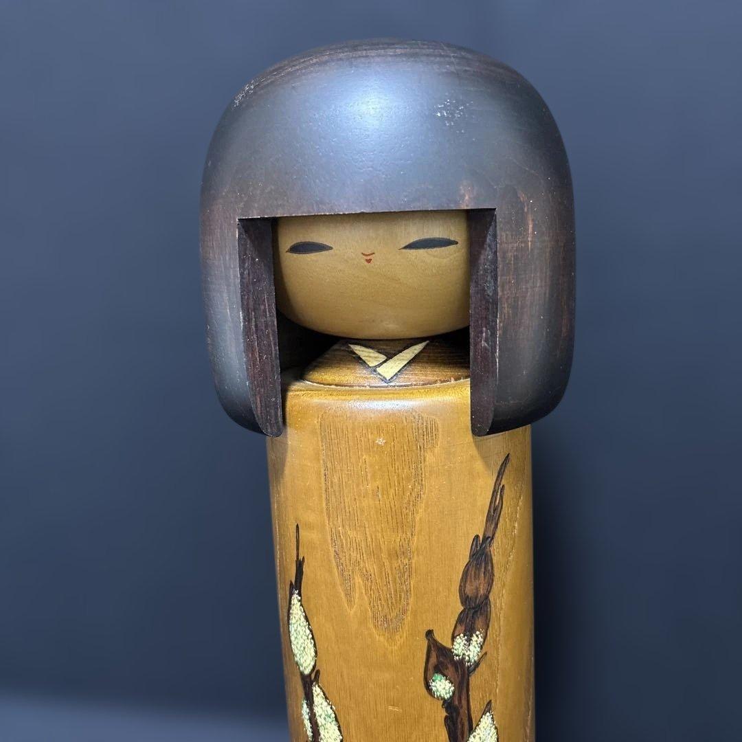 大サイズ 卯三郎 創作こけし ねこやなぎ 31センチ木札付き 箱入り