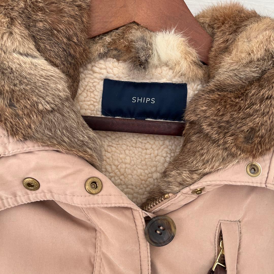 SHIPS ラビットファー2WAY モッズコート