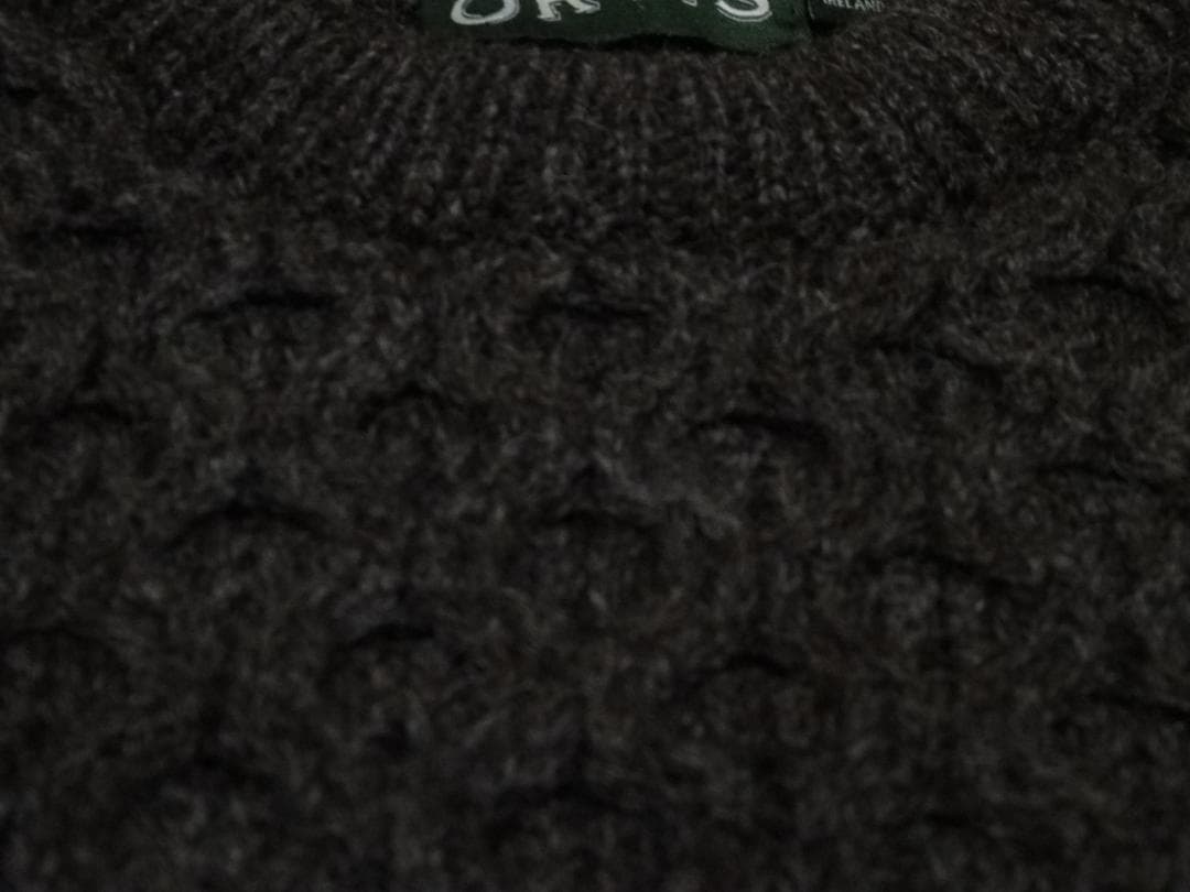 美品　ORVIS　アイルランド製　ケーブルニット　オービス　XL　厚手　茶系