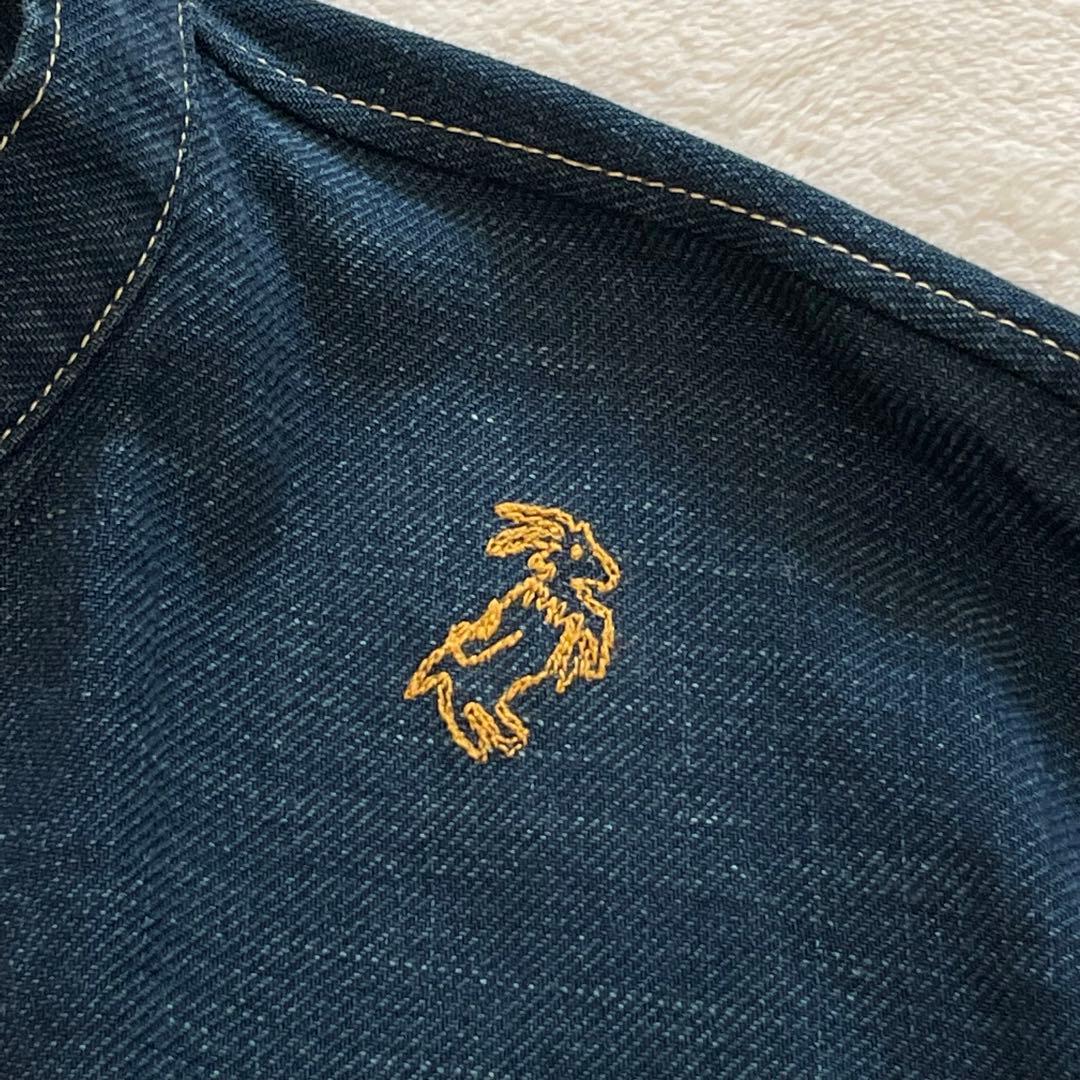 45R インディゴネルの908イージーシャツ　ゴートンくん　カンガルーポケット