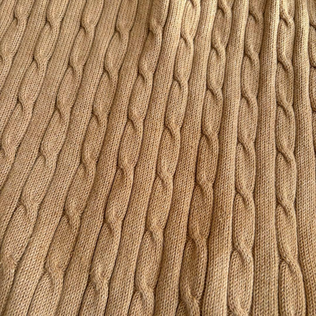 ラルフローレン ケーブルニット カーディガン ベージュ×白ポニー Lサイズ