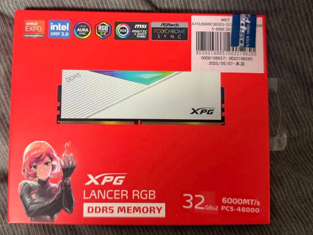 メモリー XPG LANCER RGB 32GBx2 DDR5 6000MT/s