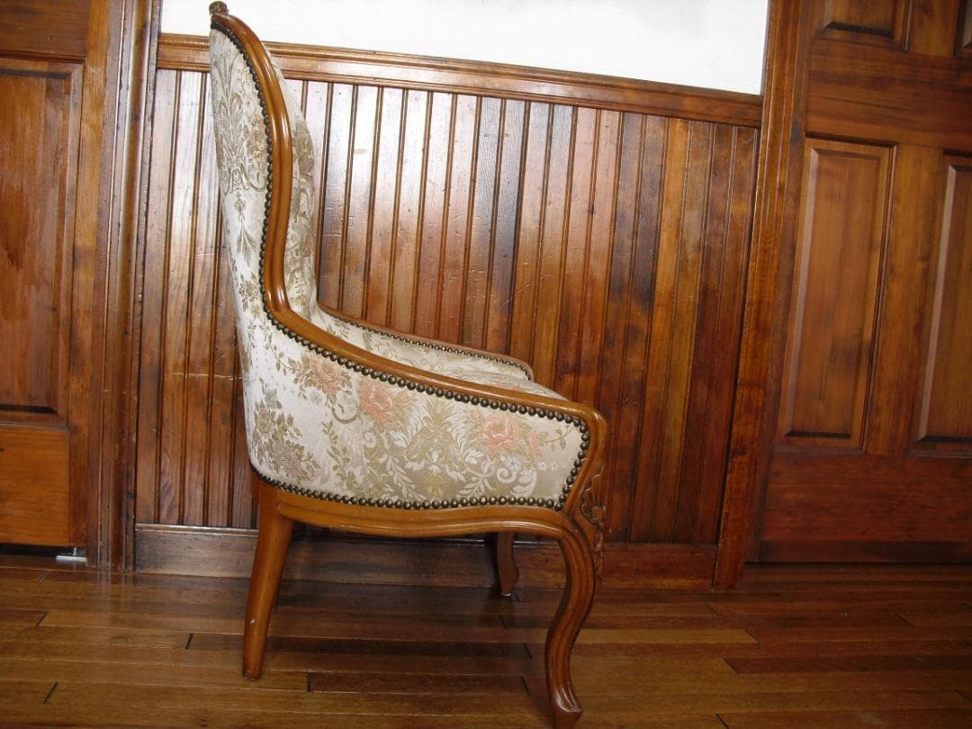 イタリア製☆ロココ様式☆スプーンバックチェア☆猫脚 鋲打ち 高級ジャガード織