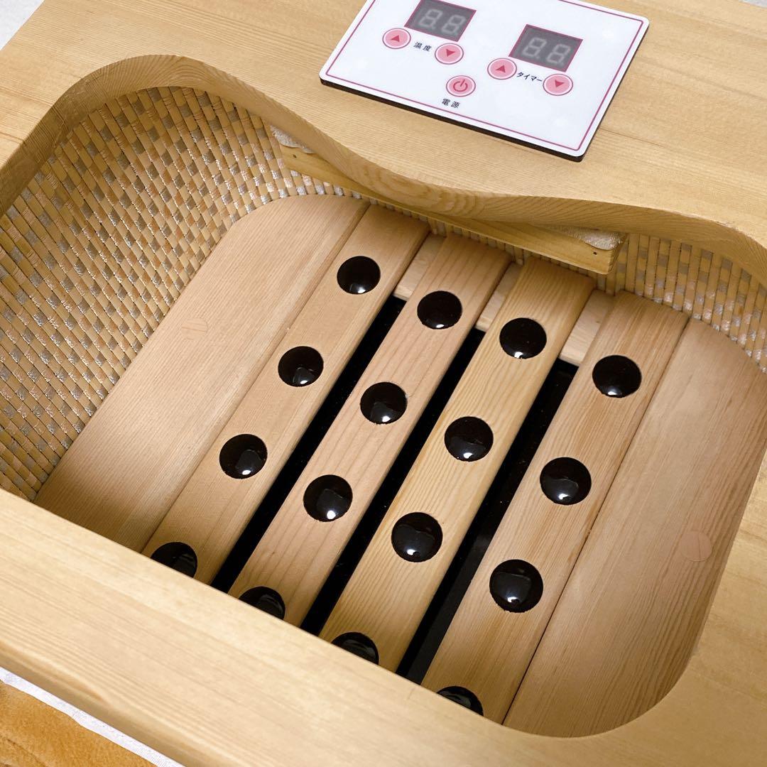 美品　ぽかぽか足Hot　脚温器　天然木　木製　ぽかぽか足湯　温度調整　タイマー②