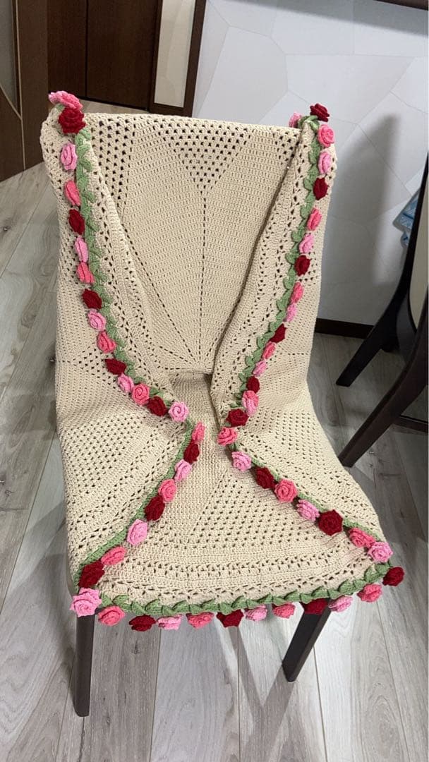 バラの花束ブランケット直径103cm，72本の大きなバラ，ストール