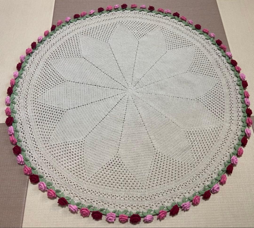 バラの花束ブランケット直径103cm，72本の大きなバラ，ストール