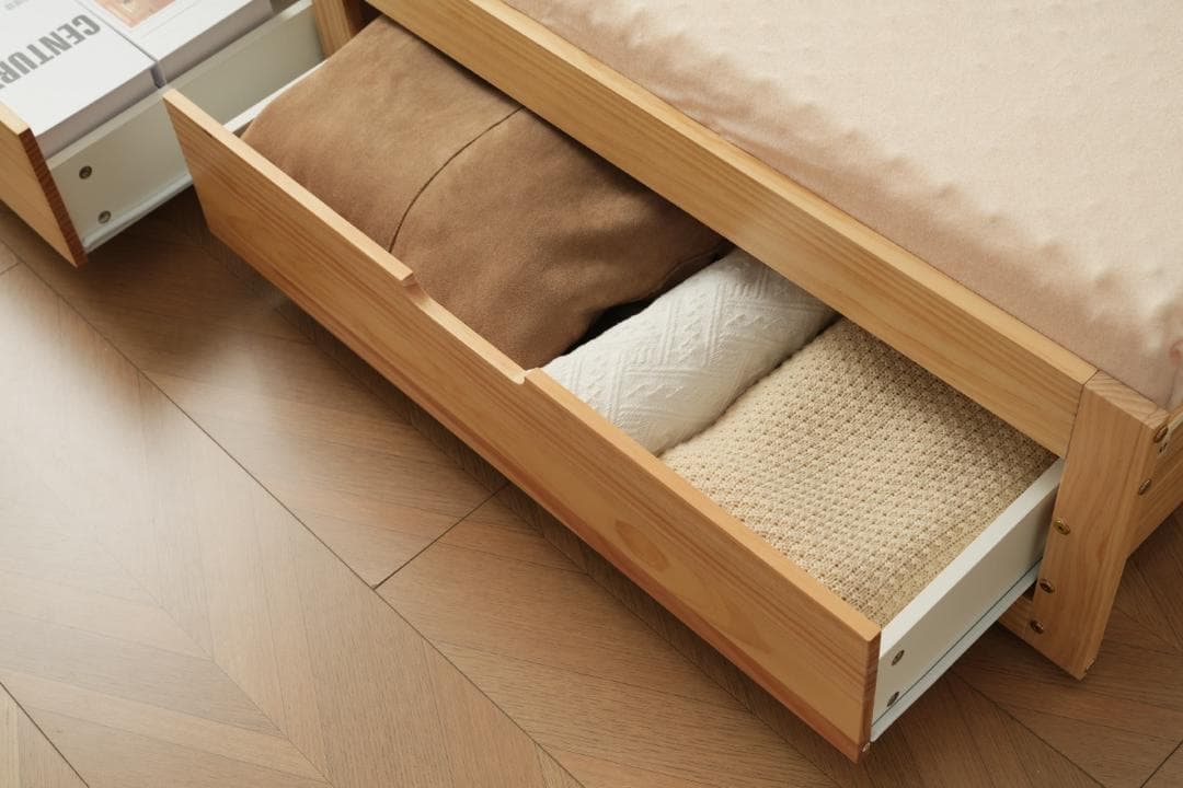 人気再入荷！伸長式ソファベッド 収納付き おしゃれ 天然木 WHITE