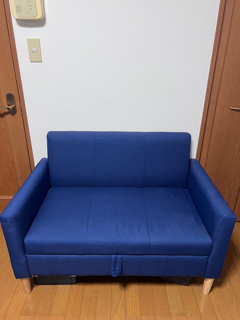 ソファ 2人がけ 収納付き ネイビーブルー