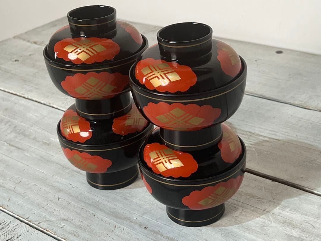 し*す様 秀衡塗漆器 漆塗り 蓋付き お椀 セット