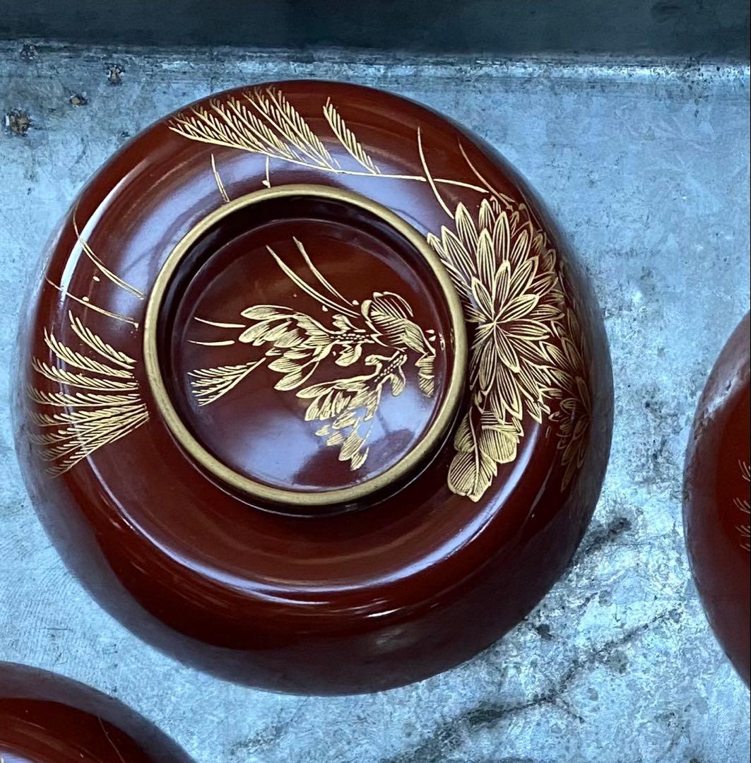 (休日限定価格)輪島塗　漆器 椀 10個セット 黒赤 金色装飾