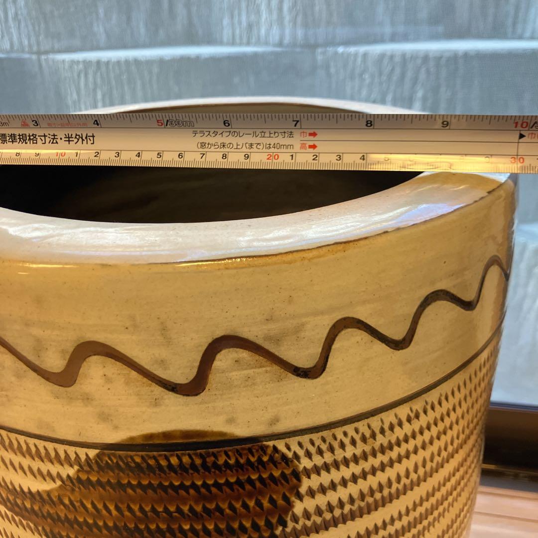 小鹿田焼　飛びカンナ　傘立て　睡蓮鉢　メダカ鉢　小石原焼