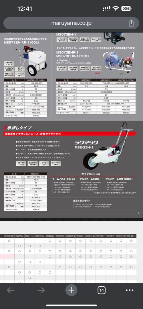 【引取限定】動力噴霧器　丸山製作所　ラクマック　農機具　MSE-25
