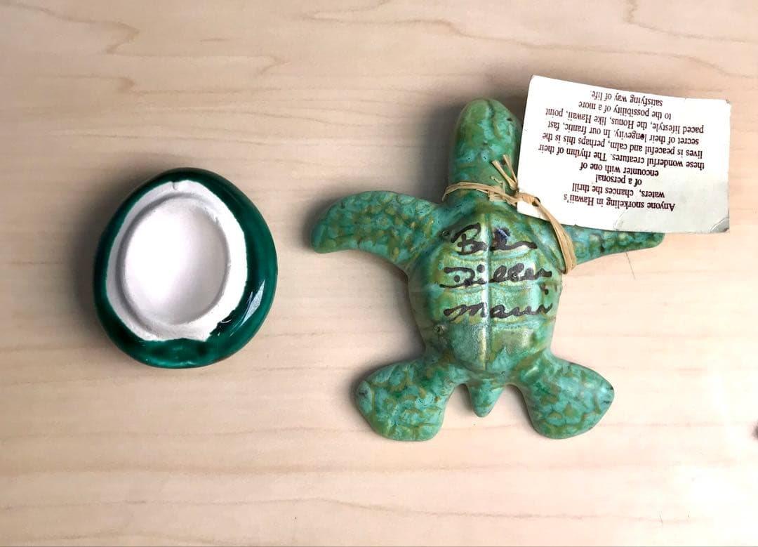 ハワイ島 ウミガメ オブジェ 陶器製 4本