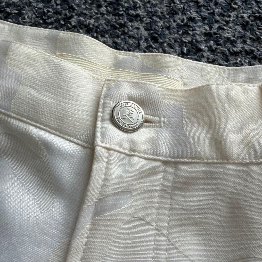 マークアンドロナ　総柄　カモフラ柄　ストレッチ　パンツ　ゴルフウェア　白　M