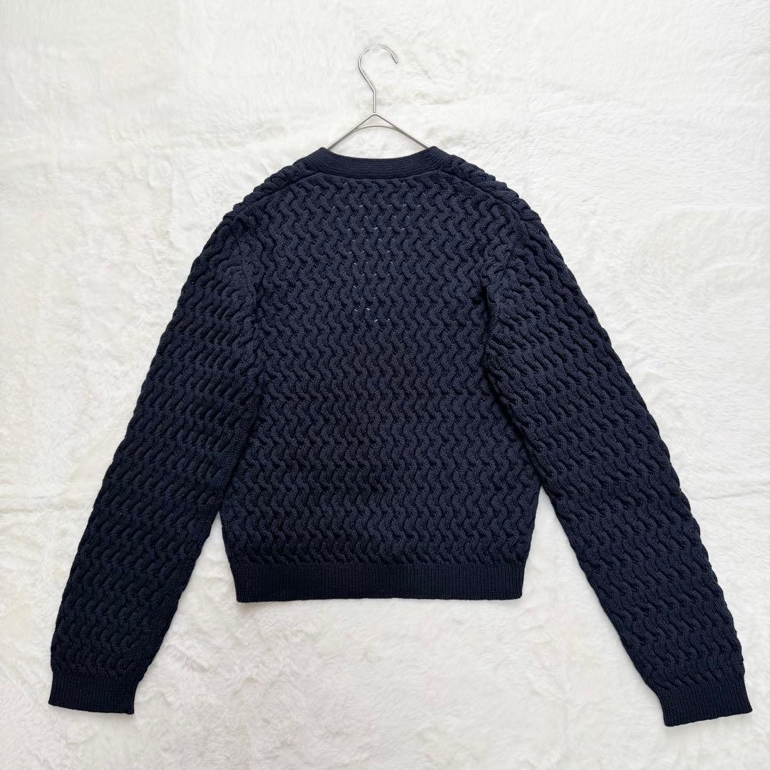 新品✨theory ラウンデッドコットンケーブルカーディガン　25SS ネイビー