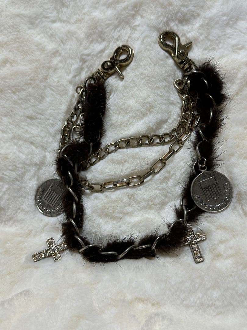 d.i.a. ファー付き ベルト　チェーン　ゴールド