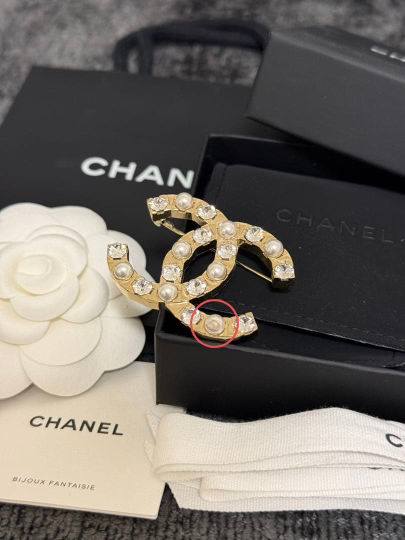 CHANEL ブローチ　ゴールド　パール　正規品