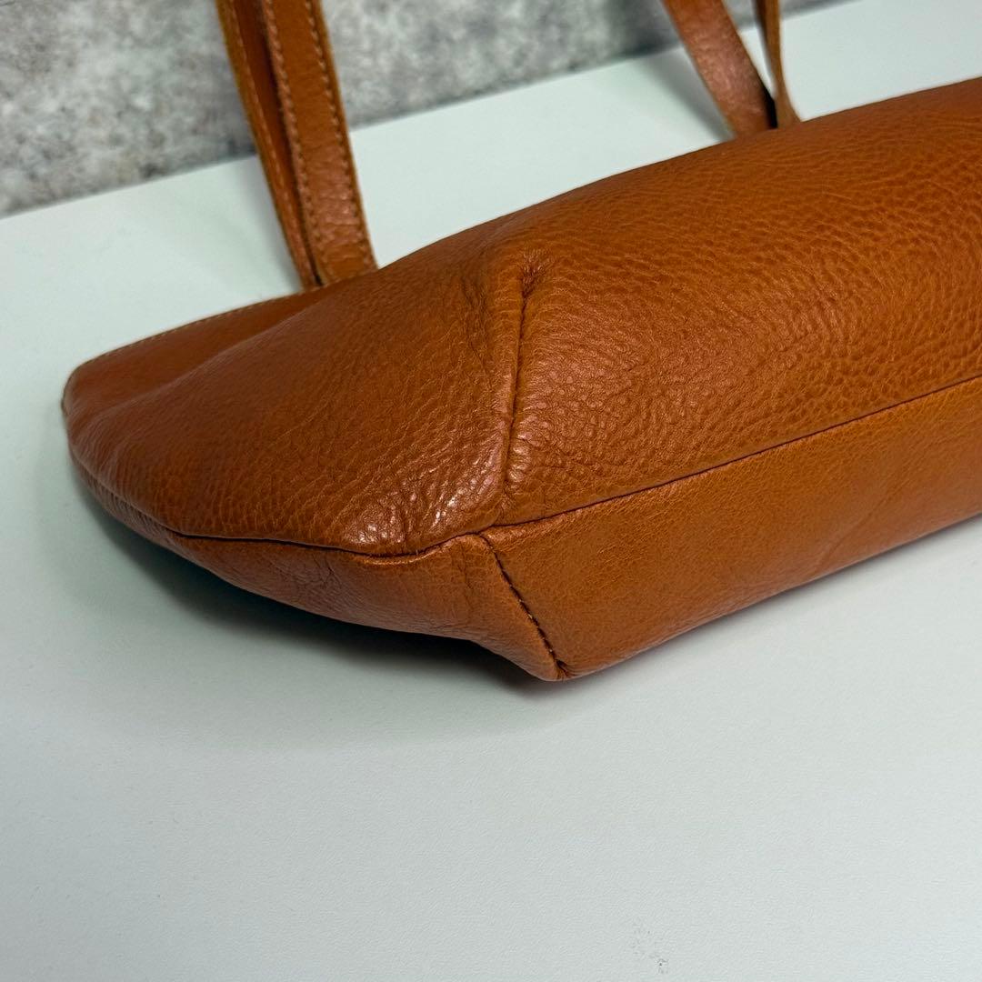 【良品】イルビゾンテ レザー ハンドバッグ ロゴ刻印 キャメル イタリア製