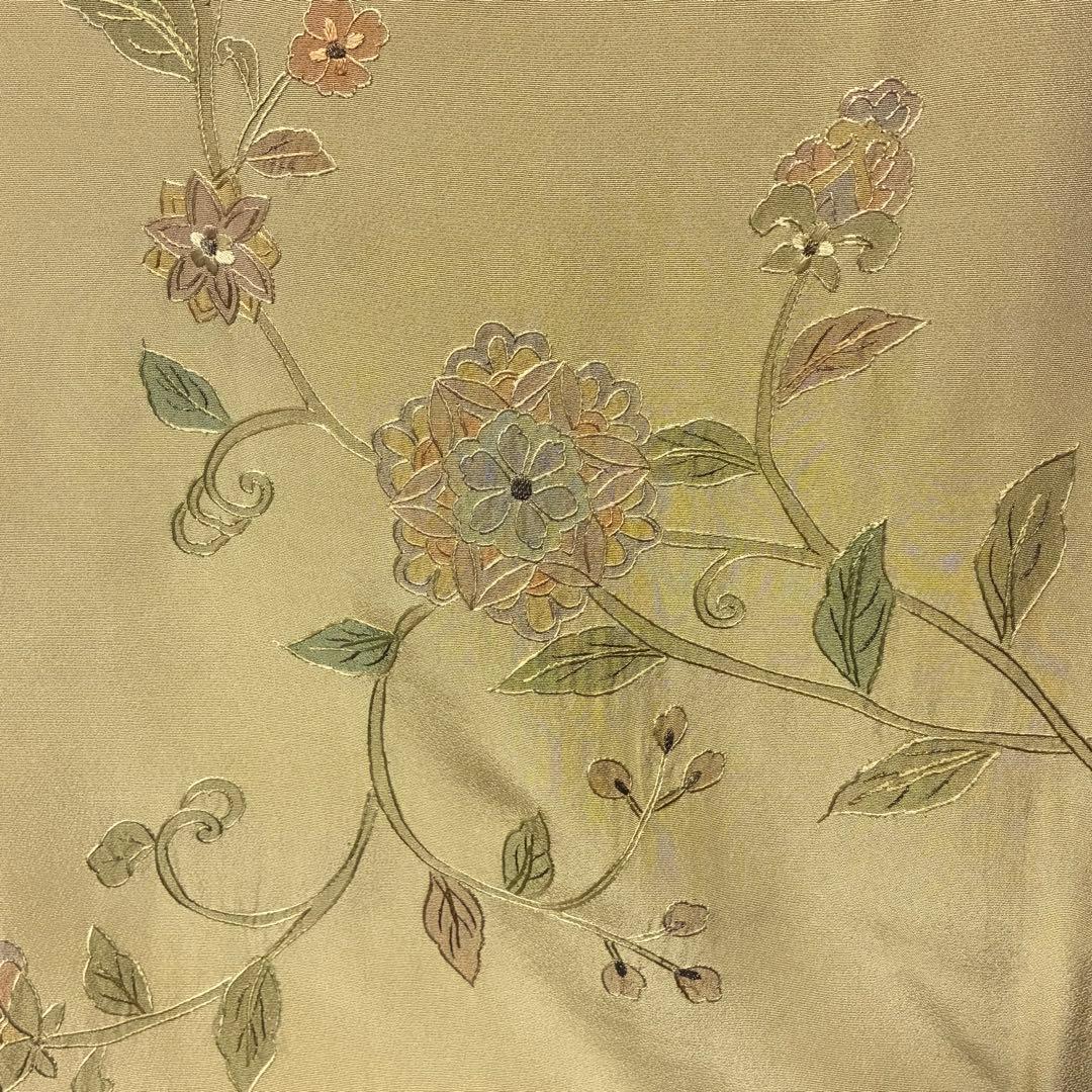 D168 訪問着　総刺繍　汕頭・蘇州刺繍　華文　唐草　正絹　着物　袷　極美品