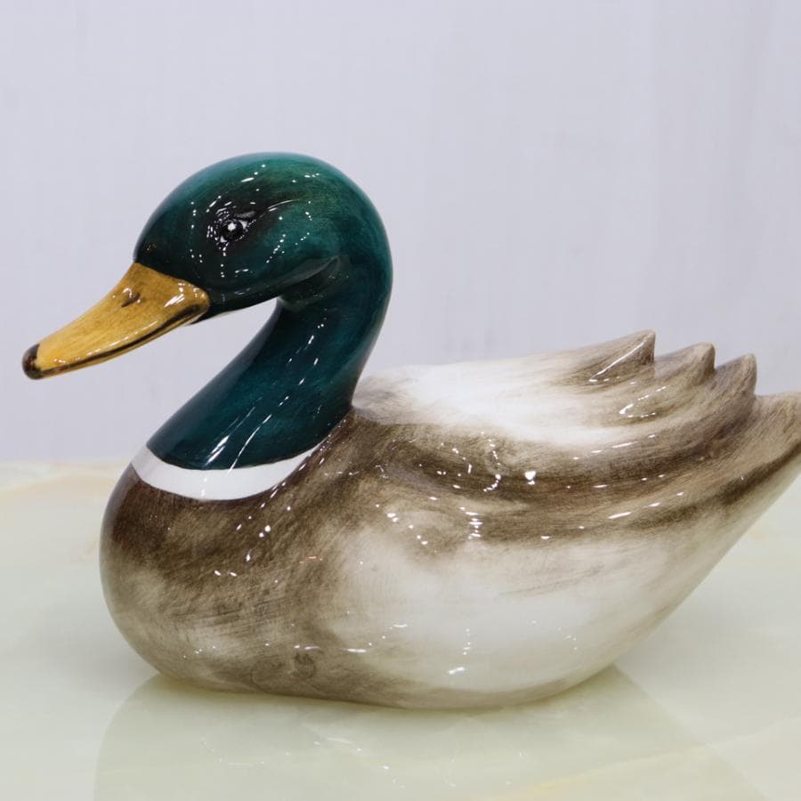 陶器 動物 鴨 マガモ 置物 イタリア製 AHURA