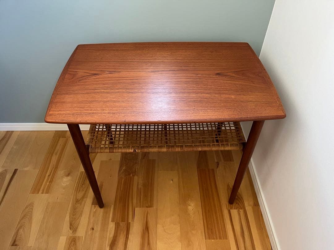 北欧ヴィンテージ　コーヒーテーブル　チーク　ラタン