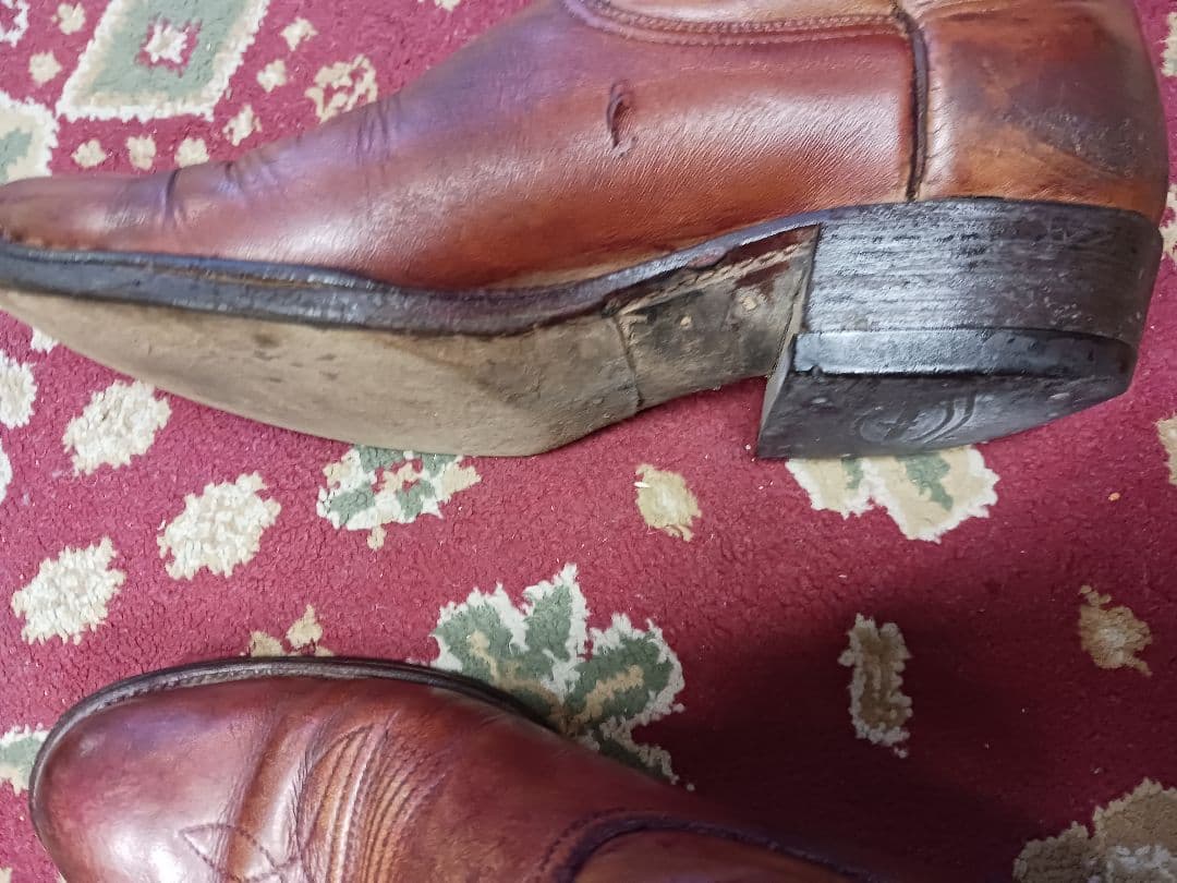 ビンテージ　ブラウンレザーウエスタンブーツ　used 9, 26,5cm