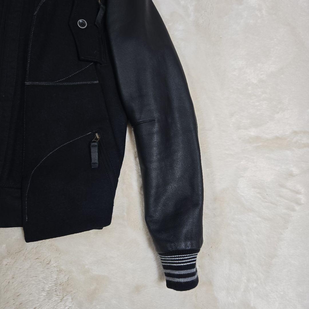 マリテ フランソワ ジルボー 袖レザー ウール スタジャン ワッペン