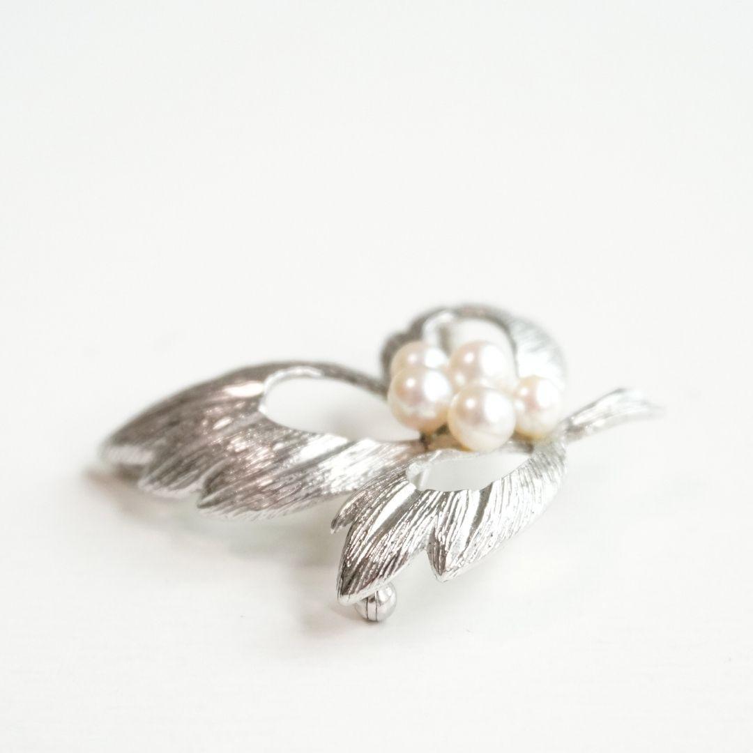 MIKIMOTO ミキモト リーフパールブローチ