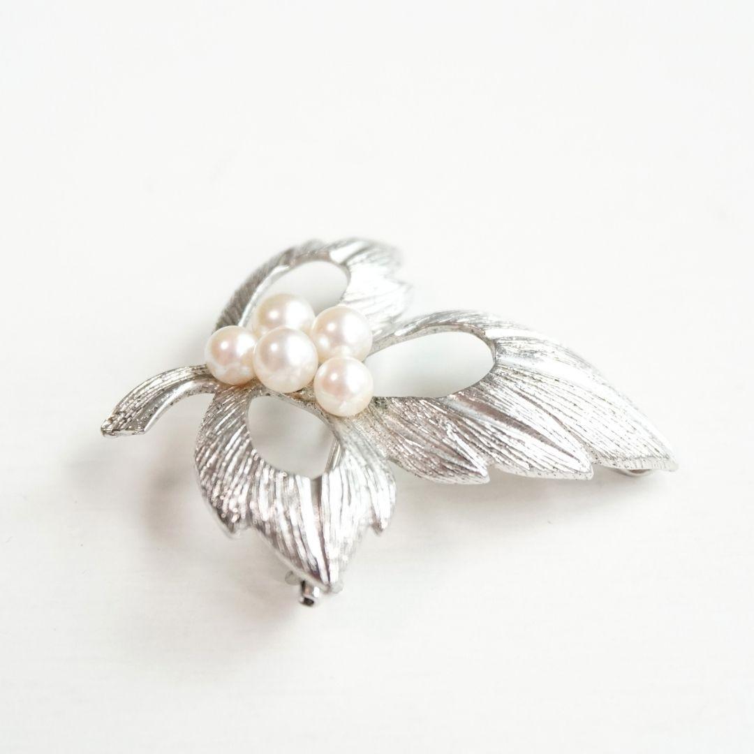 MIKIMOTO ミキモト リーフパールブローチ