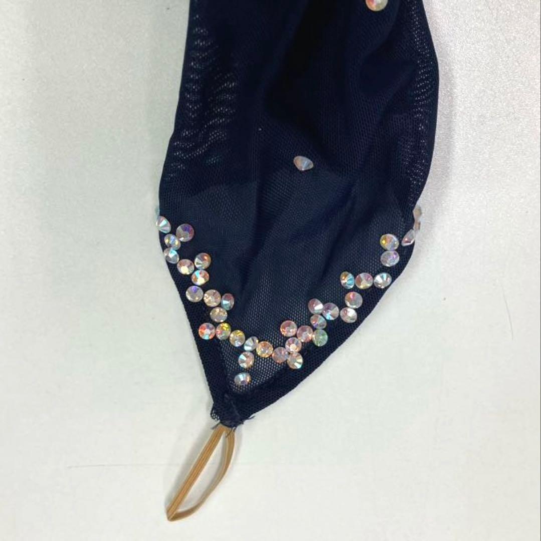 社交ダンス　スタンダードドレス　モダンドレス　　スパンコール　ネイビー　花柄