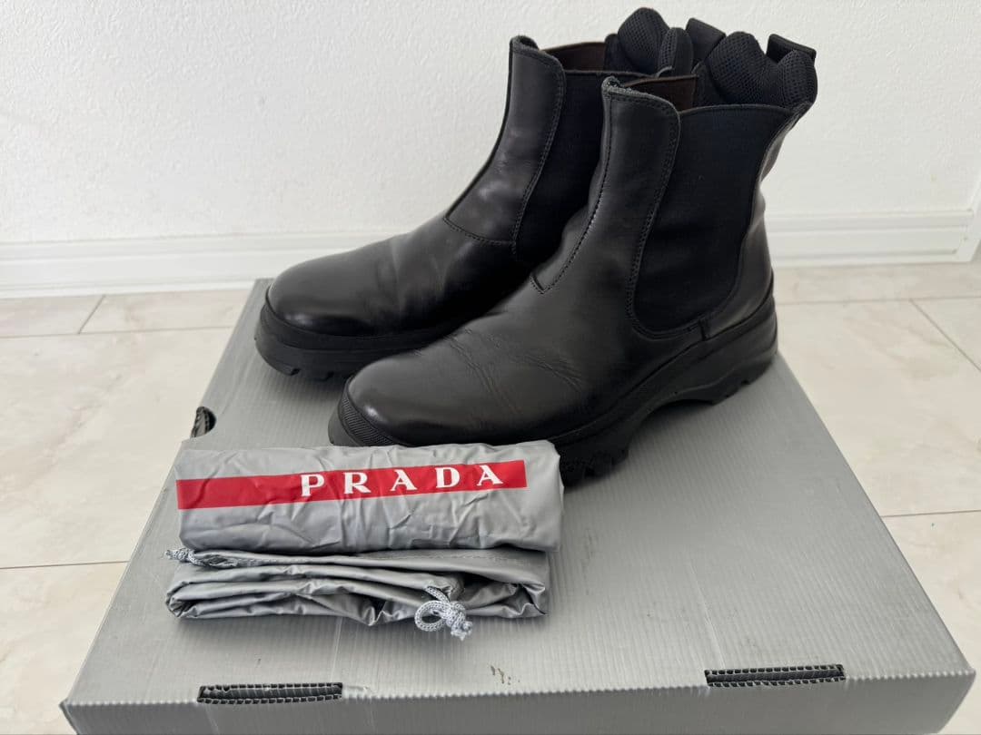 PRADA ブラック サイドゴアブーツ 保存袋付き
