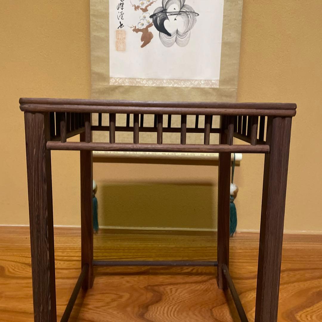 【唐木】懸崖1.1尺 盆栽台 黒檀 ビンテージ品 高卓(こうしょく)やや低くめ