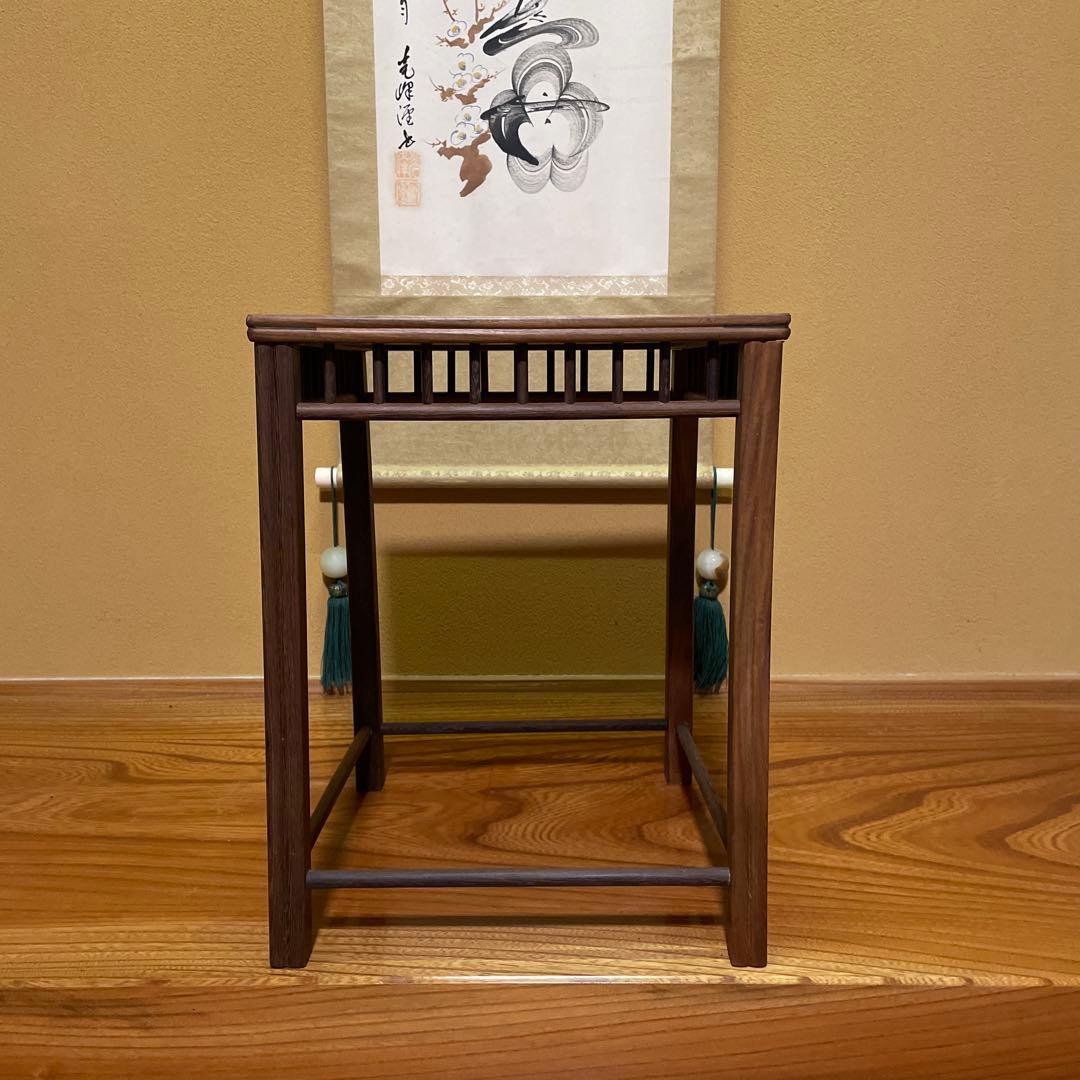 【唐木】懸崖1.1尺 盆栽台 黒檀 ビンテージ品 高卓(こうしょく)やや低くめ