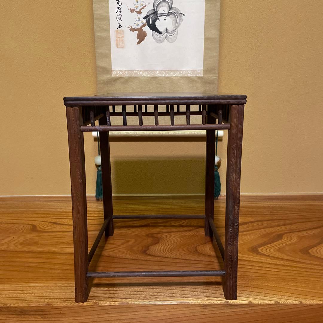 【唐木】懸崖1.1尺 盆栽台 黒檀 ビンテージ品 高卓(こうしょく)やや低くめ