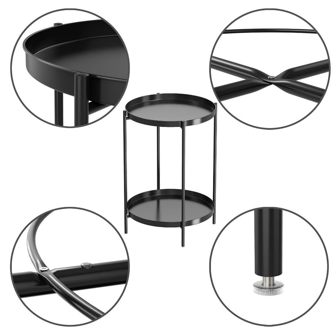 2段 トレイシンプルエレガント丸型 サイドテーブル