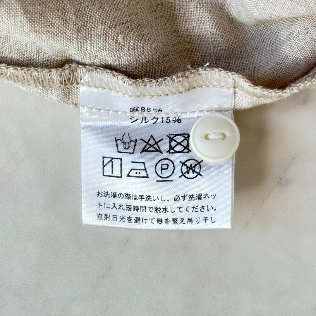 美品♪中川政七商店 リネン シルク 長袖ブラウス ベージュ ty5