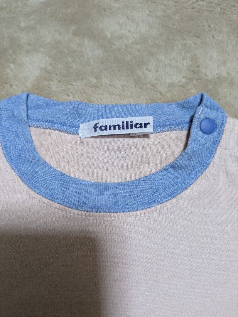 familiar クマと犬の刺繍Tシャツ