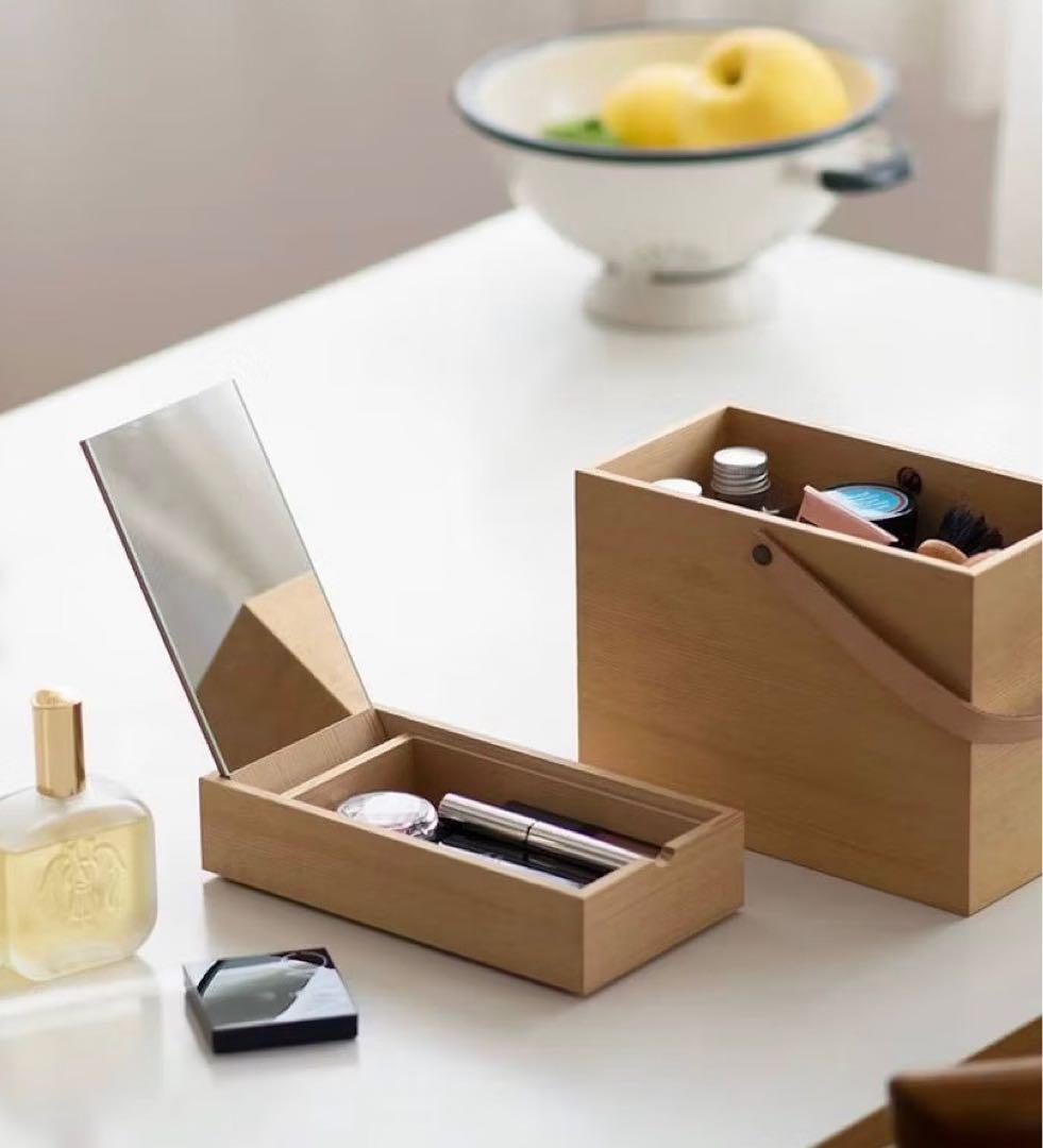 美品　北欧暮らしの道具店　木製ミラー付きメイクボックス