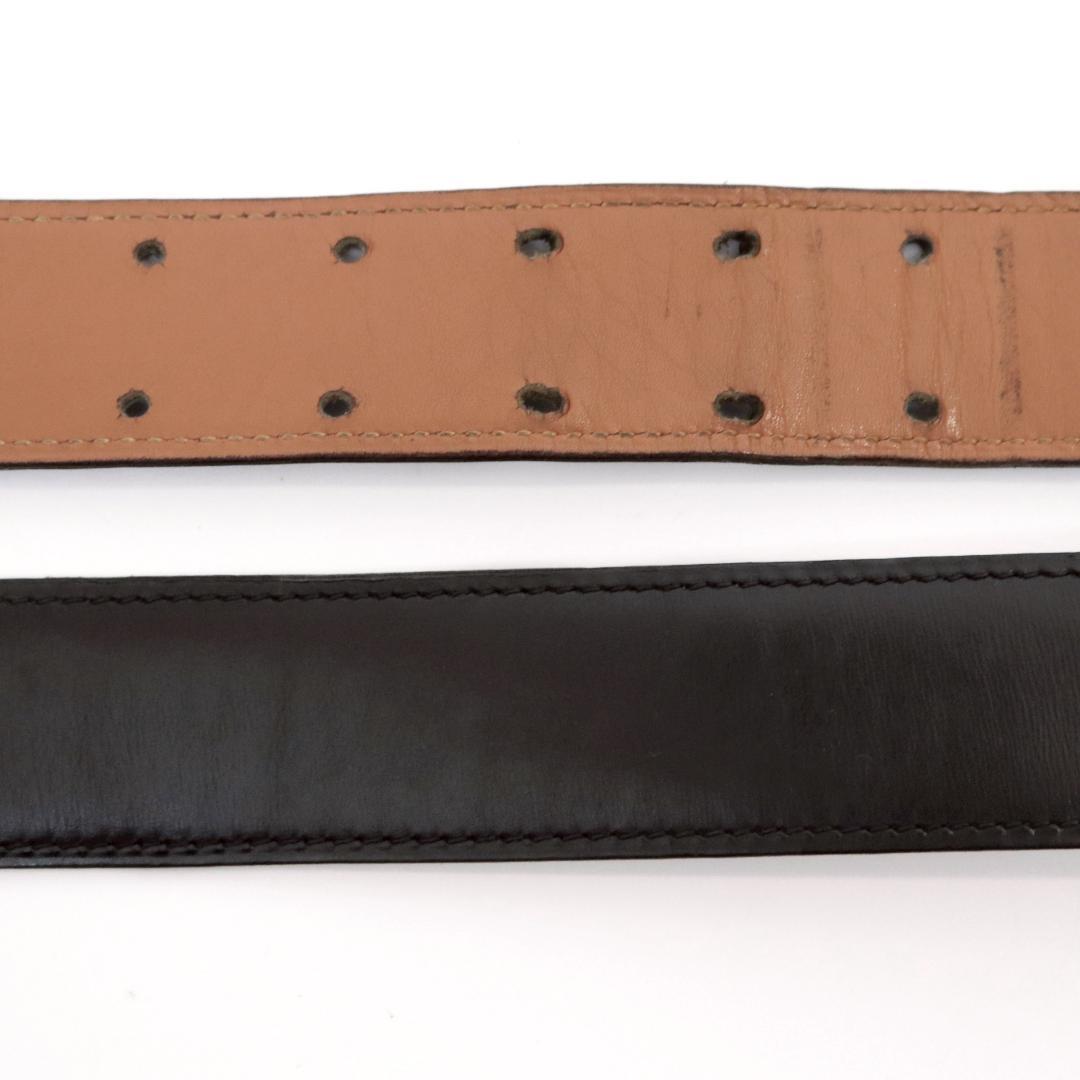 エルメス シュヴァル ベルト 75cm±4 幅3cm 茶黒 2枚革 箱付 917