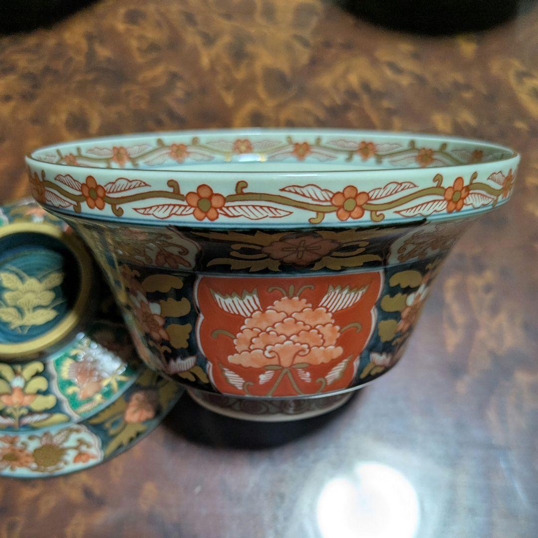 林九郎 有田焼 四方割牡丹三星花 蓋物揃