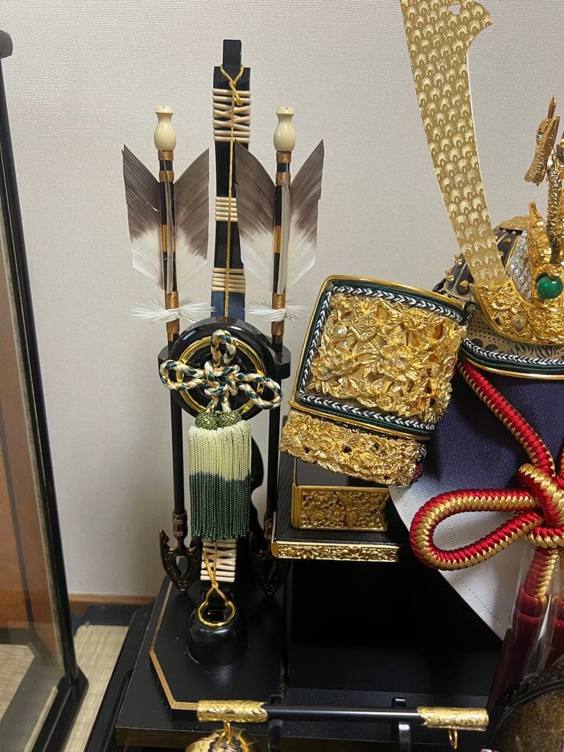 五月人形　兜　久月　オルゴール付き　ガラスケース　こどもの日