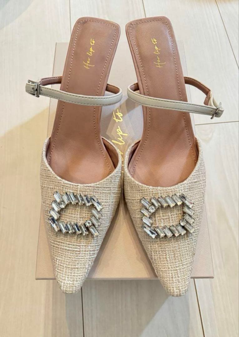 正規品 新品未使用 Herlipto Tweed Crystal Mules