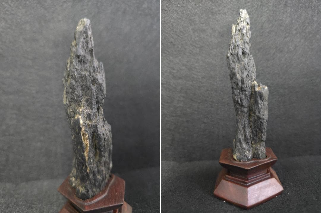 M▽鑑賞石 盆石 台付 水石 (K00327)