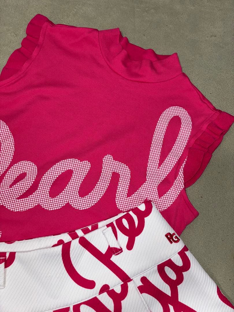 （美品）パーリーゲイツ 、筆記体ロゴグラフィック、セットアップ、サイズ上1、下0