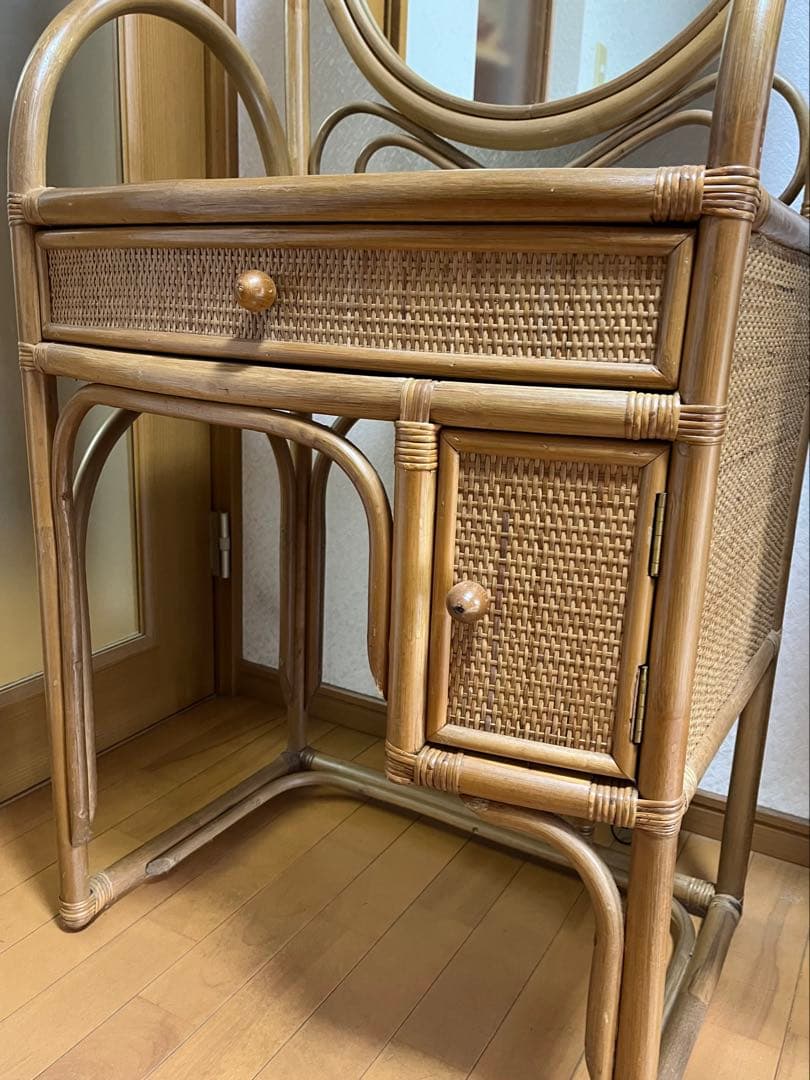 籐家具　籐　鏡台　ドレッサー　ビンテージ　ヴィンテージ　古家具